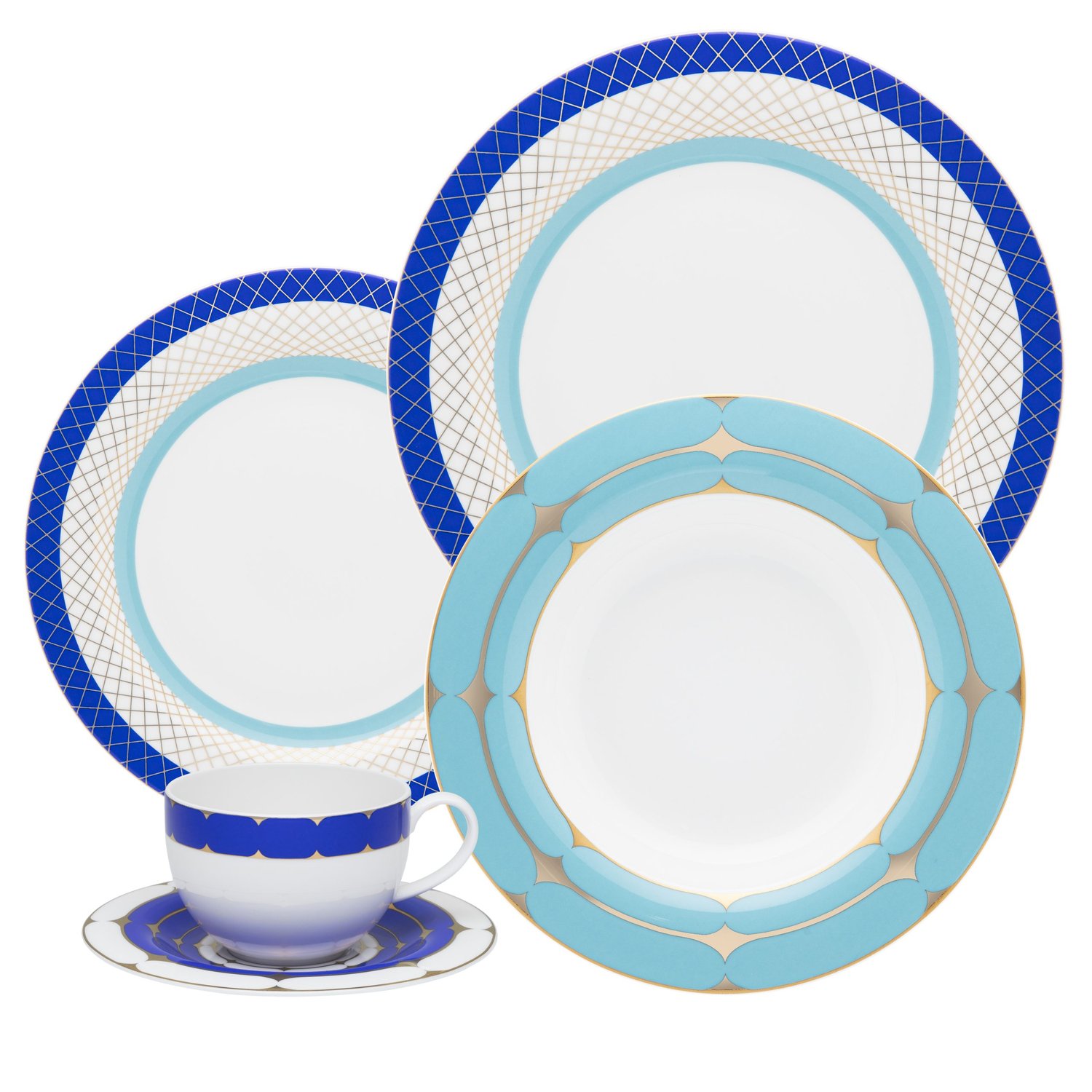 56 pcs set Azul & Branco Da Porcelana Cerâmica Jogo de Jantar Louça  Utensílios de Restauran…