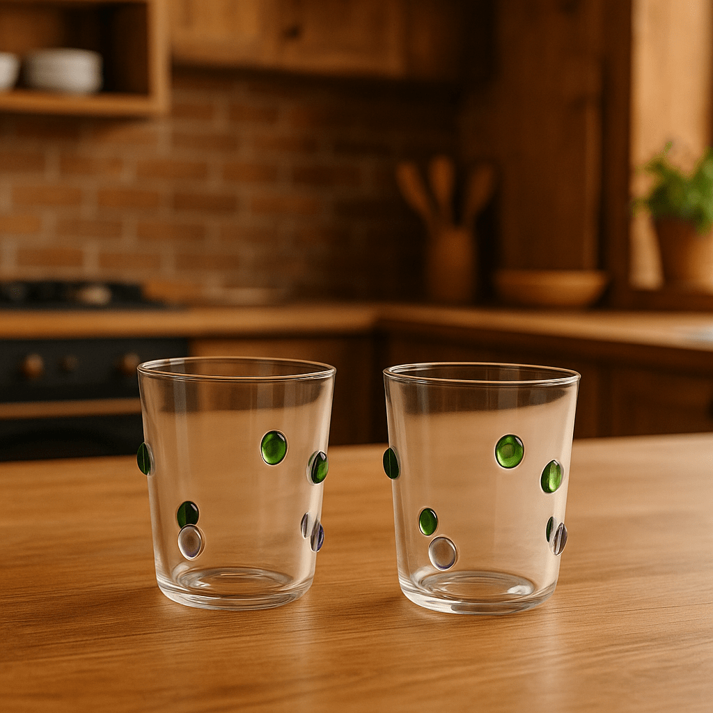 Jogo de 2 Copos em Vidro Borossilicato Gemas Coloridas 350 ml