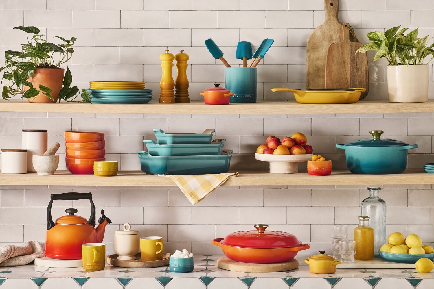 Jogo de 3 Travessas Retangulares de Cerâmica Heritage Le Creuset Bleu Riviera