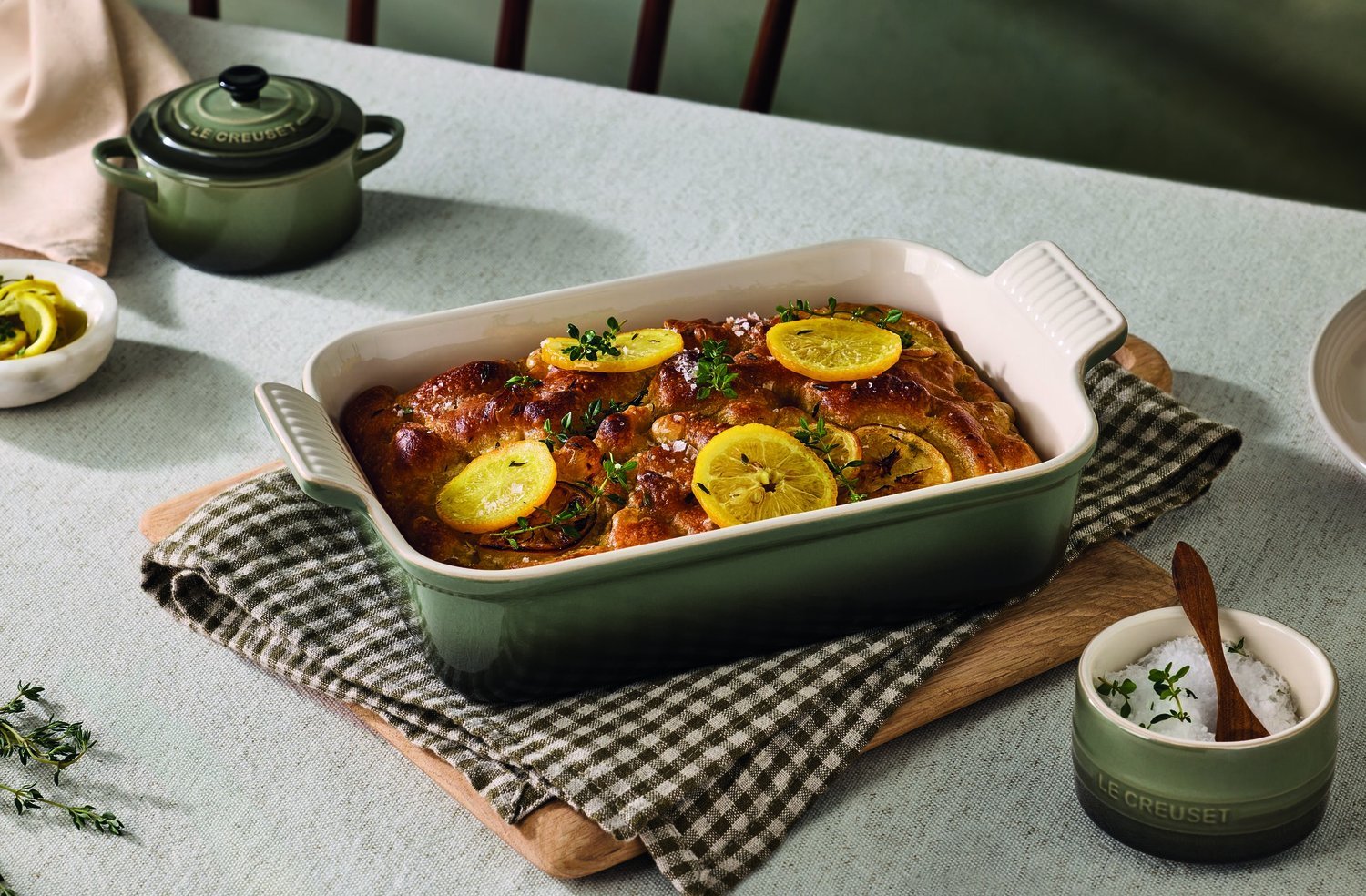 Jogo de 3 Travessas Retangulares de Cerâmica Heritage Le Creuset Thyme