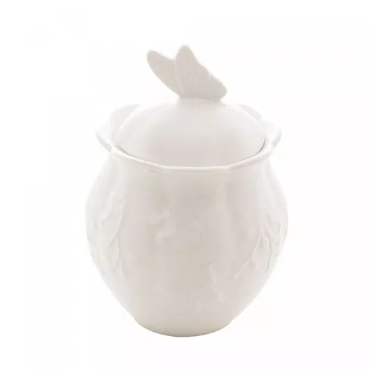 Açucareiro De Porcelana Butterfly Flowers Lyor