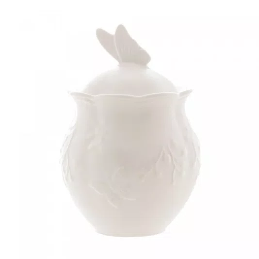 Açucareiro De Porcelana Butterfly Flowers Lyor