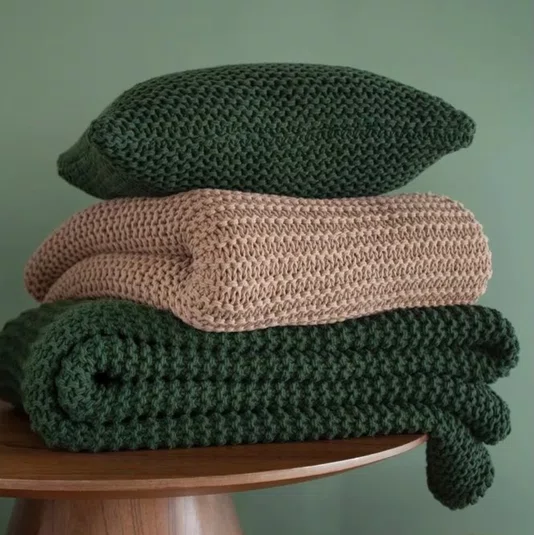 Almofada Tricot Piemonte Buddemeyer Luxus Verde Floresta 40 x 40 cm