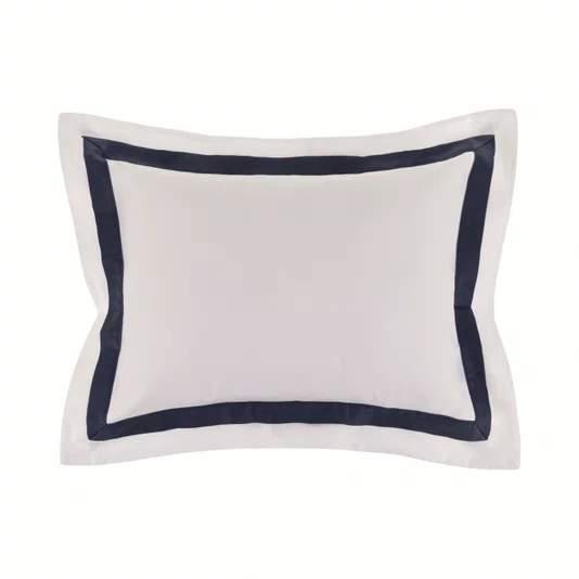 Almofada Vercelli 300 Fios Trussardi Branco e Azul Siciliano 30cm x40cm