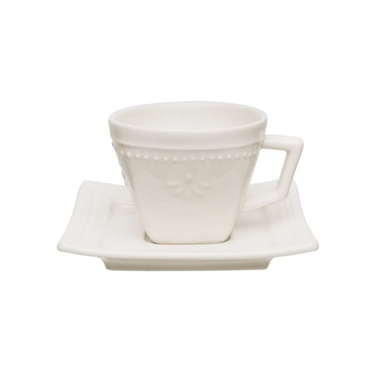 Jogo de Jantar e Chá 30 Peças Provence Brulee Oxford Branco