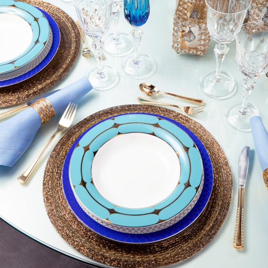 Aparelho de Jantar e Chá Folies de Porcelana Strauss 30 Peças