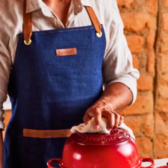 Avental Do Cheff Jeans Le Creuset Dark Blue Denin