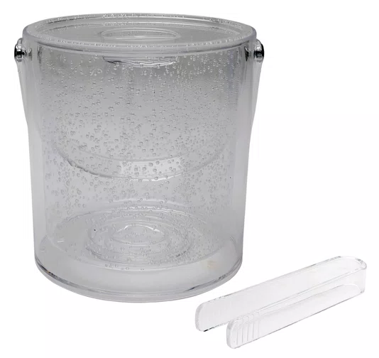 Balde de Gelo Acrílico 2,8 Litros com Pegador Bolhas Transparente