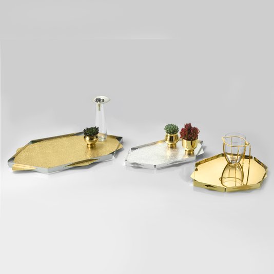 Bandeja Bar Desigual 7 Lados Craquelê Riva Aço Inox 53 cm
