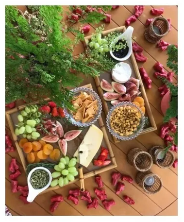 Bandeja de Bambu e Vidro Quadrada Lilian Gift Design