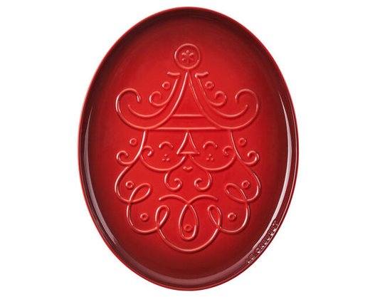 Prato de Cerâmica Oval Natalino Le Creuset Vermelho 32 cm