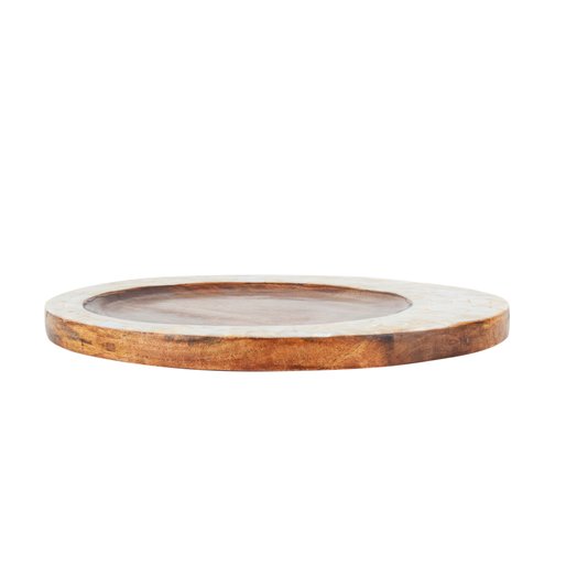 Bandeja de Madeira Redonda Mango Natural Bon Gourmet 32cm
