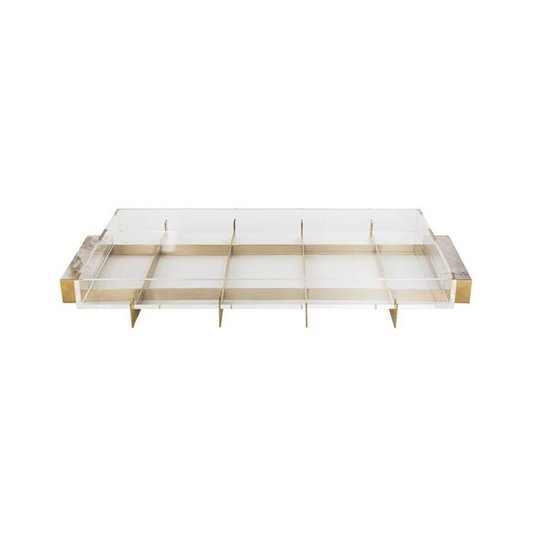 Bandeja Float Gold 24K com Fundo em Acrílico St James Dourado 80 x 45 cm