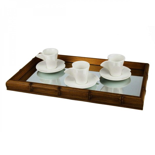 Bandeja Madeira Com Espelho Woodart Bambu