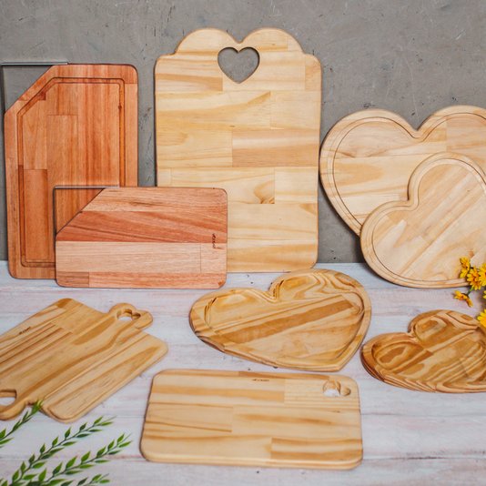 Bandeja Madeira Pinus Coração Woodart 22cm