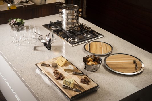 Bandeja Origami Quadrada Aço Inox com Tábua Riva Prataria 30,5 cm