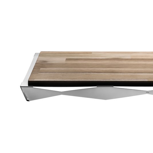Bandeja Origami Quadrada Aço Inox com Tábua Riva Prataria 30,5 cm