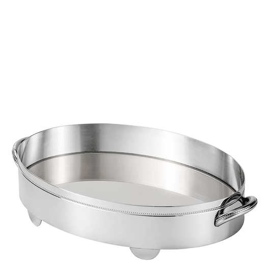 Bandeja Oval Bloom St. James Prata 33 x 20 cm