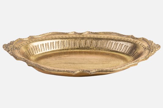 Bandeja Oval em Resina Manu Fisch Dourado 30,5 cm