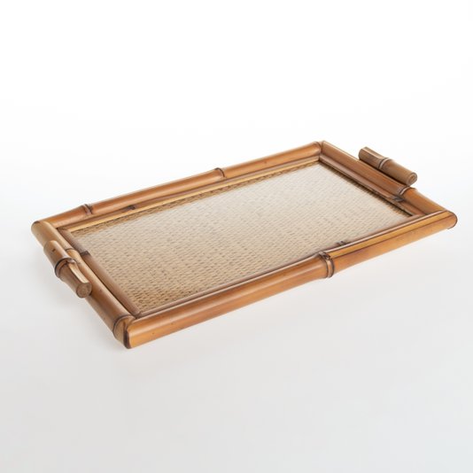 Bandeja Reta Bambu com Buriti Sweet Home Decor