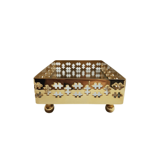 Bandeja Retangular Espelhada Ouro 24K Galeria Cross St James 16 x 10 cm