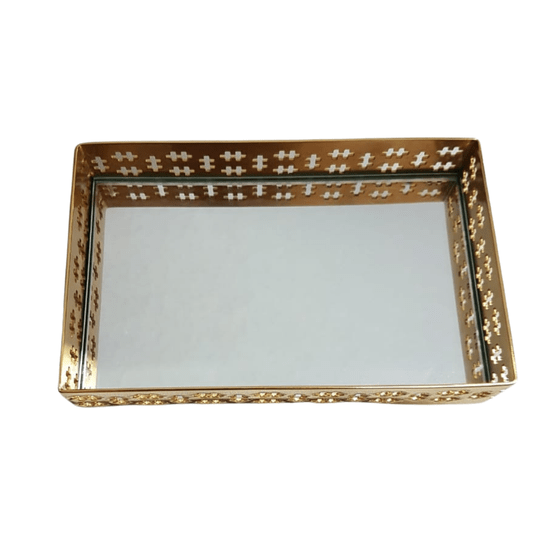 Bandeja Retangular Espelhada Ouro 24K Galeria Cross St James 16 x 10 cm