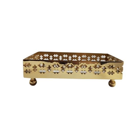Bandeja Retangular Espelhada Ouro 24K Galeria Cross St James 16 x 10 cm