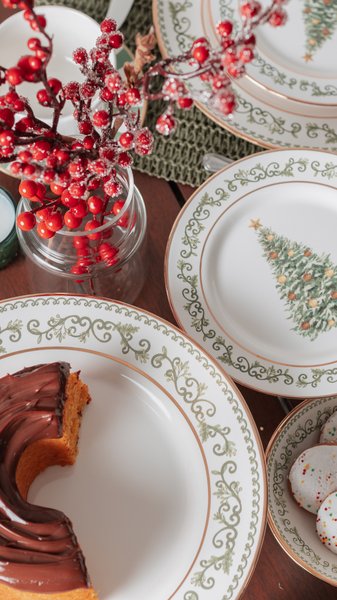 Boleira Média Classic Christmas Alleanza Cerâmica