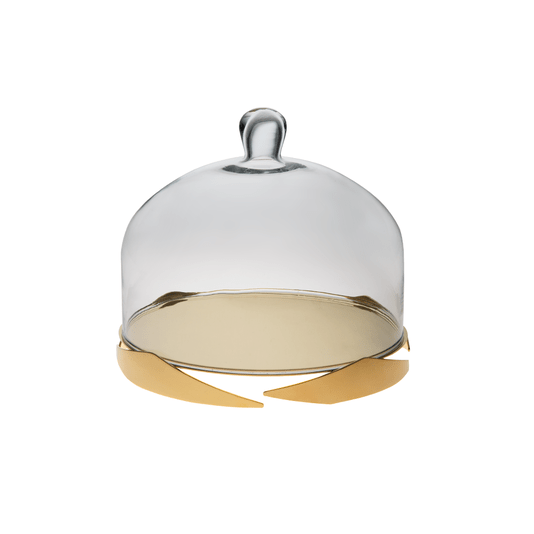 Boleira Sava Grande Riva Ouro 24k e Vidro 28 cm