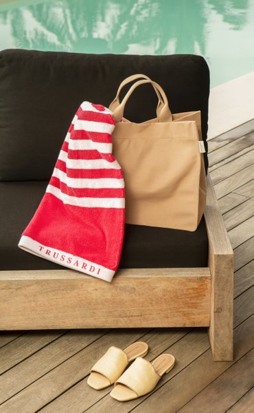 Bolsa de Praia com Bolso Interno Trussardi Bege 41cm x 35cm