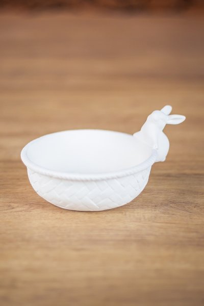 Bowl Coelho Decorativo em Porcelana Tok da Casa 17 x 13 x 8 cm