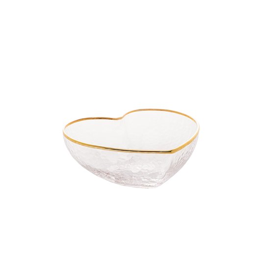 Bowl De Vidro Coração Borda Dourada Bon Gourmet  9x8x4 cm