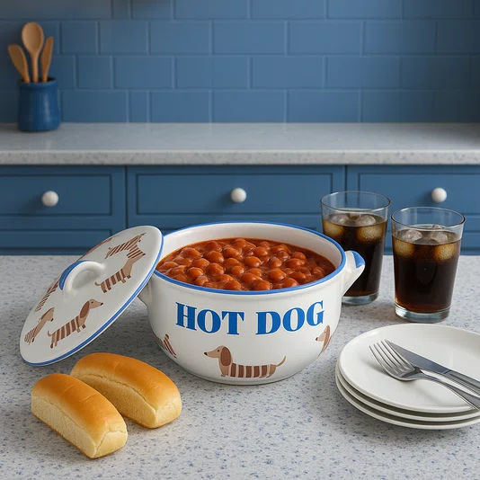 Caçarola de Cerâmica Redonda com Tampa Hot Dog