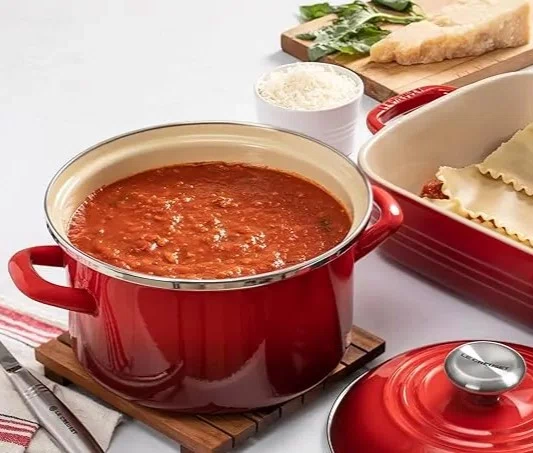 Caçarola Redonda EOS em Aço Inox Esmaltado Le Creuset Vermelho 20 cm