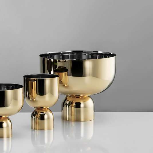 Cachepot Boreal Médio com Banho em Ouro 24K Riva Prataria