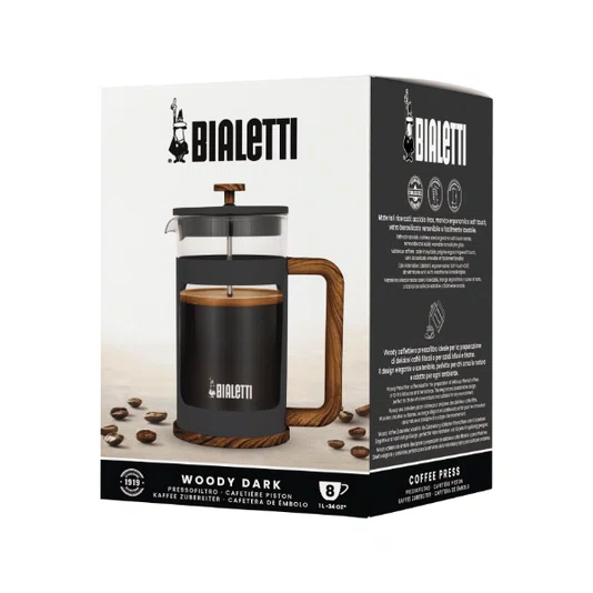 Cafeteira French Press Woody Bialetti Preto 1000 ml