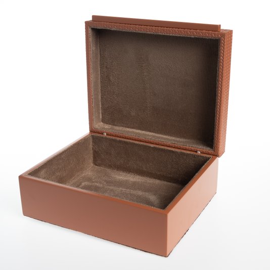 Caixa De Madeira Tresse P Couro Elisa Atheniense Home Havana 22 x 18 cm