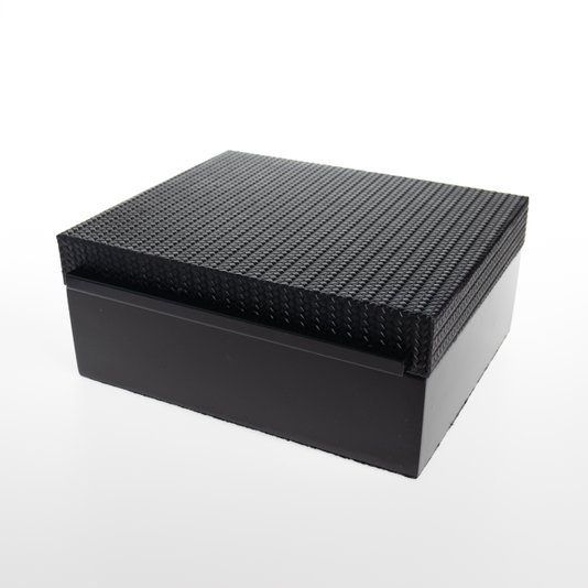 Caixa De Madeira Tresse P Couro Elisa Atheniense Home Preto 22 x 18 cm