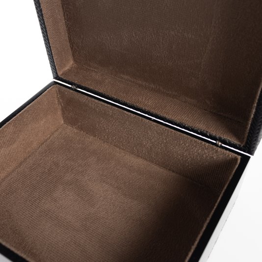 Caixa De Madeira Tresse P Couro Elisa Atheniense Home Preto 22 x 18 cm