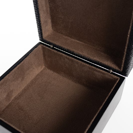 Caixa De Madeira Tresse PP Couro Elisa Atheniense Home Preto 16 x 16 cm