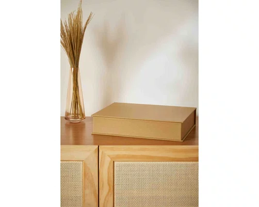 Caixa em MDF com Revestimento em PU Mart Bege 24,5cm