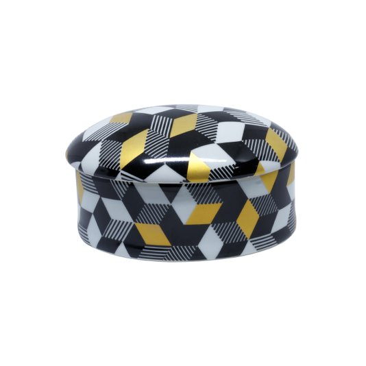 Pote Oval Mini Cubes com Tampa Studio Cris Azevedo