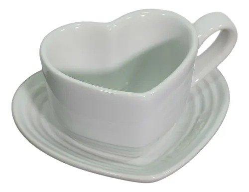 Caneca de Coração com Pires Le Creuset Branco 220ml