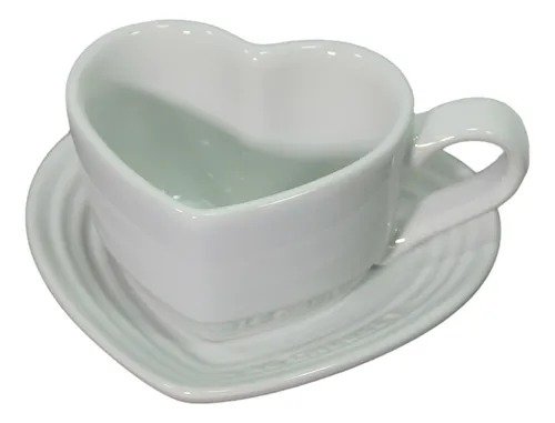 Caneca de Coração com Pires Le Creuset Branco 220ml