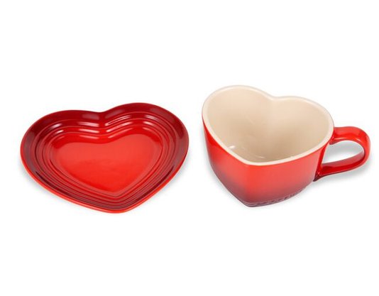 Caneca de Coração com Pires Le Creuset Vermelho 220ml