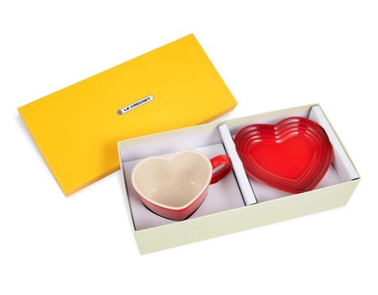 Caneca de Coração com Pires Le Creuset Vermelho 220ml