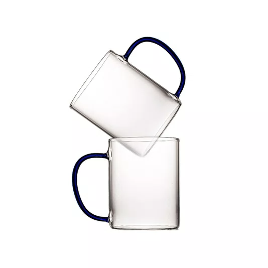 Caneca em Vidro Borossilicato Azul 420 ml