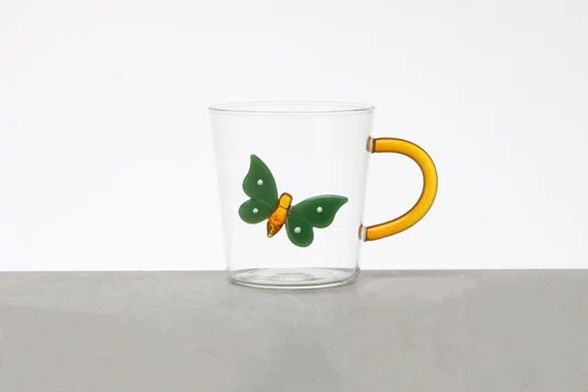 Caneca em Vidro Borossilicato Borboleta 320 ml