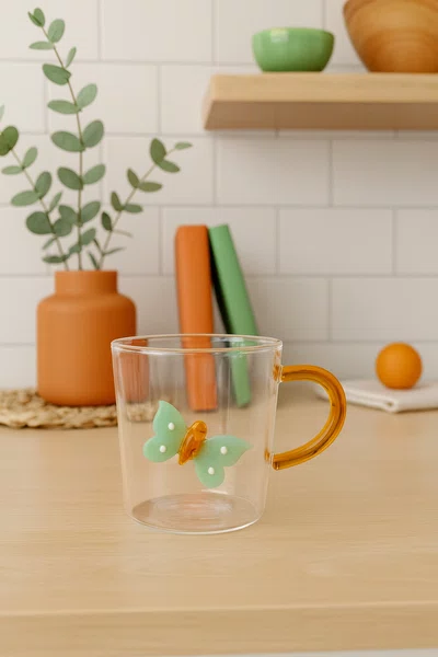 Caneca em Vidro Borossilicato Borboleta 320 ml