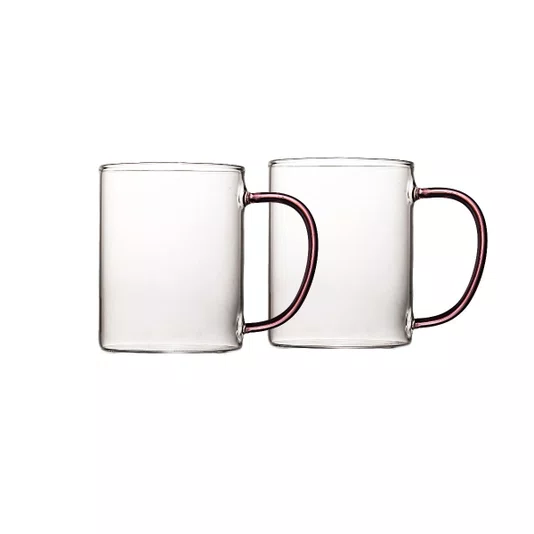Caneca em Vidro Borossilicato Rosa 420 ml